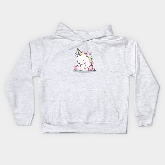 Chubby Rainbow Unicorn Kids Hoodie by Takeda_Art